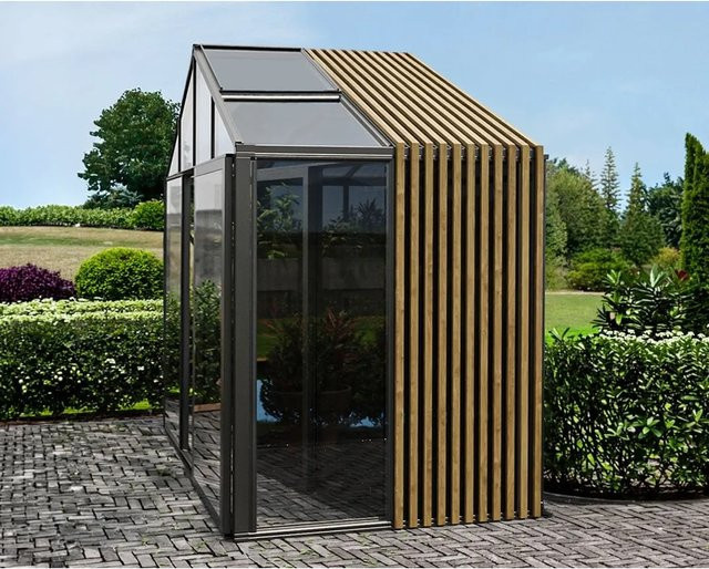 Bloomcabin Gewächshaus Klassik mit Accoya-Fusion-Holzelementen und Sicherheitsglas in Schwarz, B/T/H: 160 x 160 x 160 cm - Bild 1