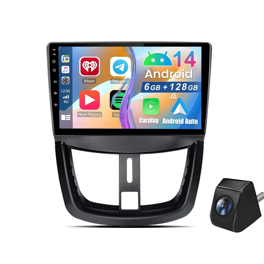 Junsun Autoradio für Peugeot 207 (2006-2015) mit 6+128GB Speicher, Rückfahrkamera, Bluetooth, GPS und Wi-Fi in Schwarz - Bild 2