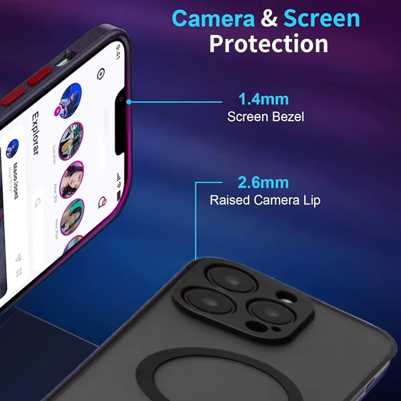 UYUXIO Magnetische Handyhülle mit Ständer und Kickstand für iPhone 17 16 15 14 Pro Max 13 12 11 in Schwarz - Bild 3