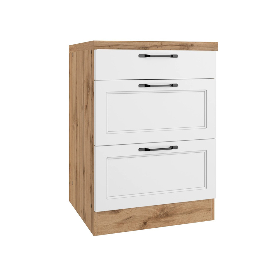 Held Küchen Unterschrank Kempten in Weiß/Wotan mit 2 Türen und Landhaus Optik, Breite: 60 cm - Bild 2
