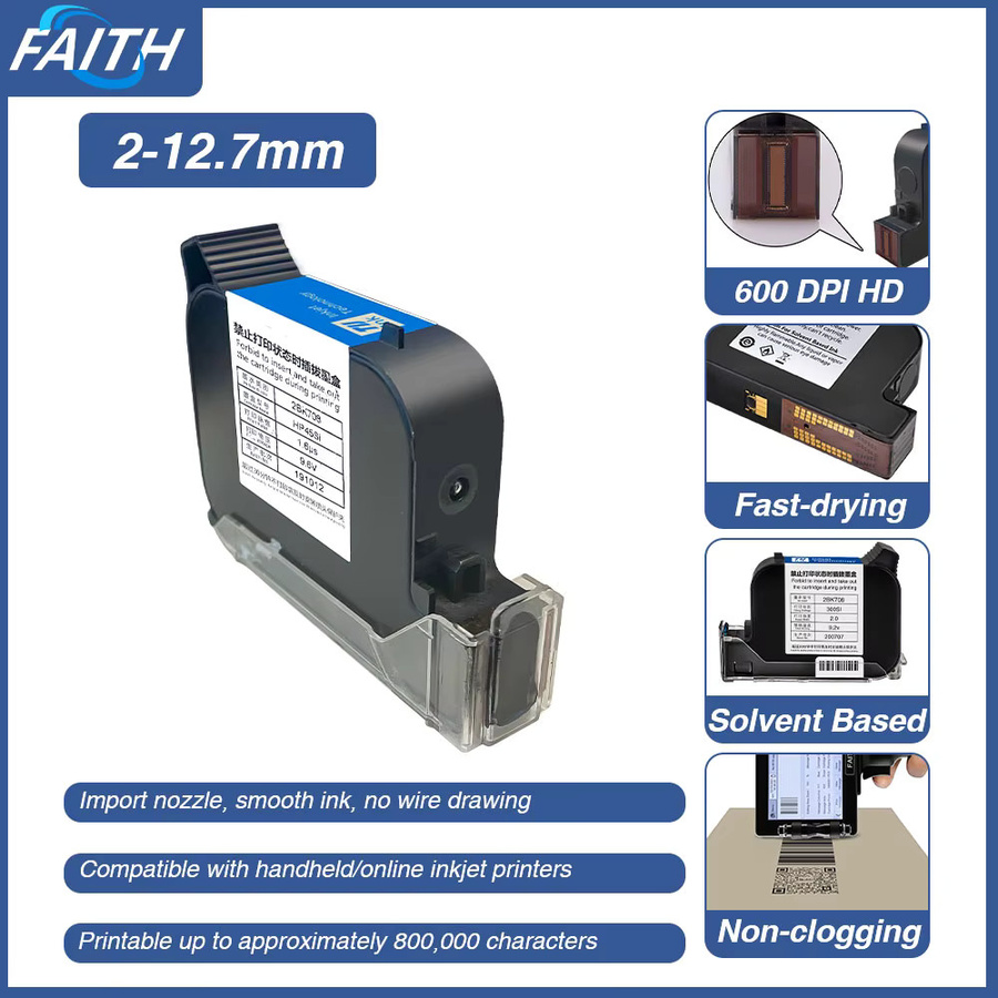 Faith 2BK708 Lösungsmittel-Tintenpatrone Schwarz für Tintenstrahldrucker zur Codierung von Datum und Text - Bild 3