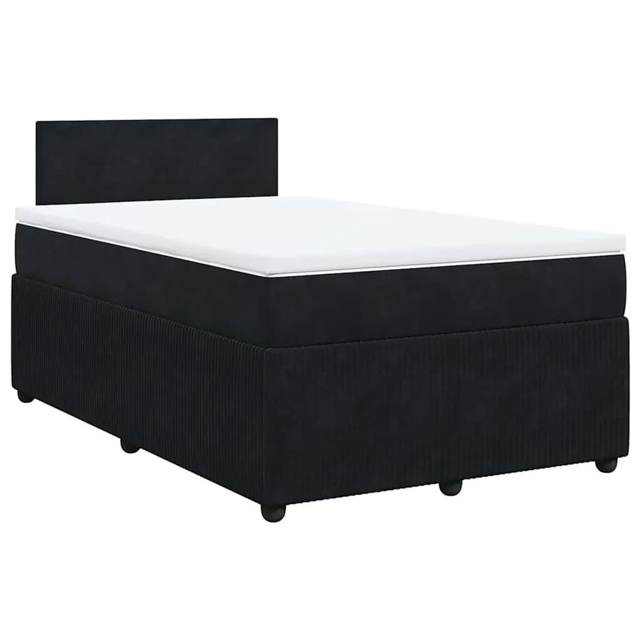 vidaXL Boxspringbett mit Matratze in Schwarz aus Samt, Hybrid-Design mit Taschenfederkern, B/T: 120 x 190 cm - Bild 2