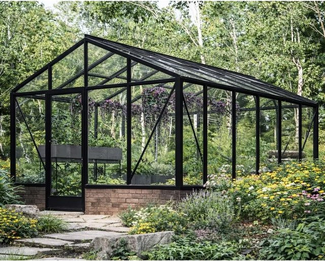 Bloomcabin Wandgewächshaus GHWM13 aus Aluminium und Sicherheitsglas in Schwarz - Bild 1