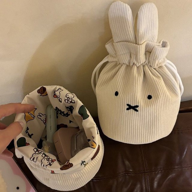 Miffy Kawaii Corduroy Bündeltasche, Aufbewahrungstasche, Kosmetiktasche - Bild 1