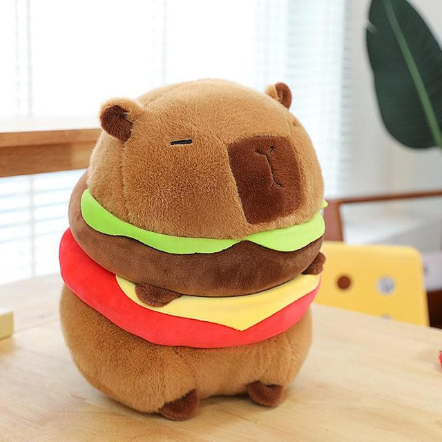 Joyful toys Burger Capybara Plüschtier, Puppe, Kissen, 60cm, bunt/mehrfarbig - Bild 1