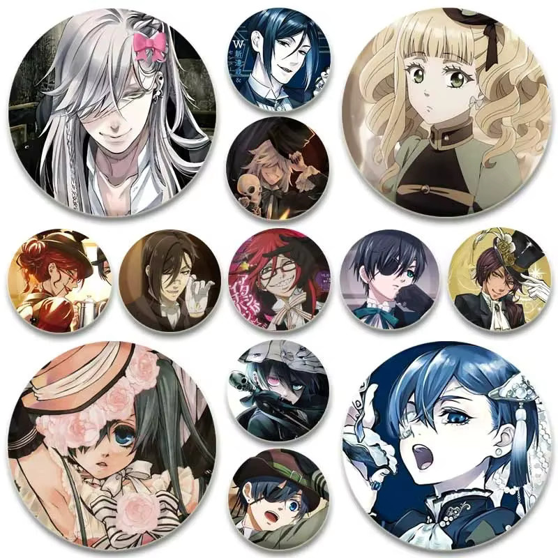 Black Butler Anime Button Pins Sebastian Michaelis Ciel Phantomhive, Unisex - Bild 1