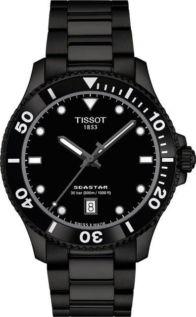 Tissot Seastar 1000 Herrenuhr, Quarz, Edelstahl, Schwarz, 40 mm, 30 ATM - Bild 1