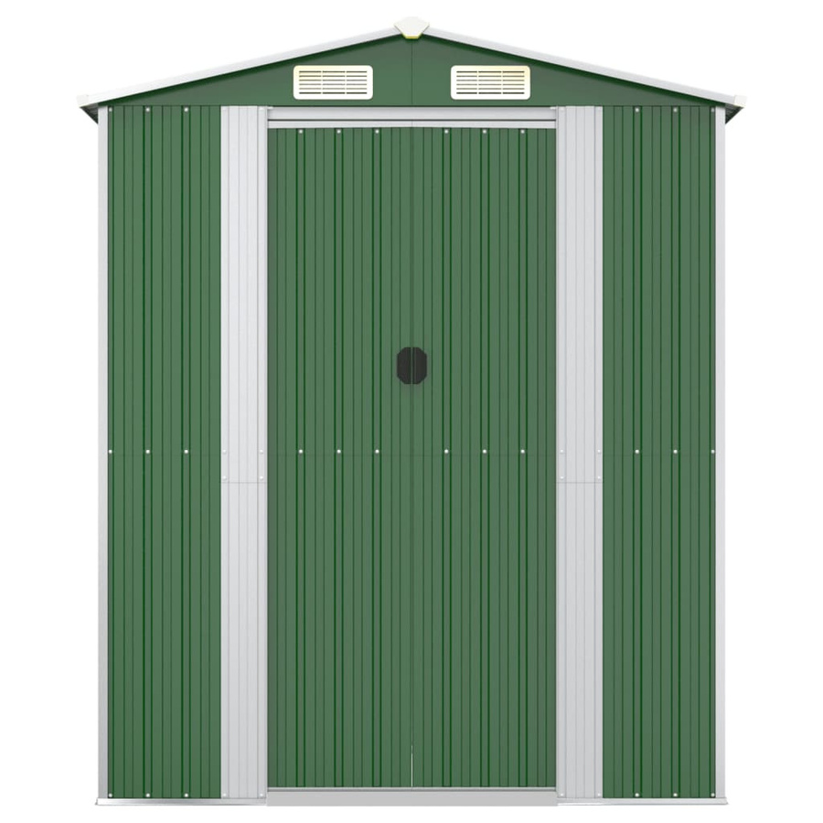 vidaXL Geräteschuppen aus verzinktem Stahl in Grün mit doppelten Schiebetüren, B/T/H: 192 x 191 x 223 cm - Bild 3