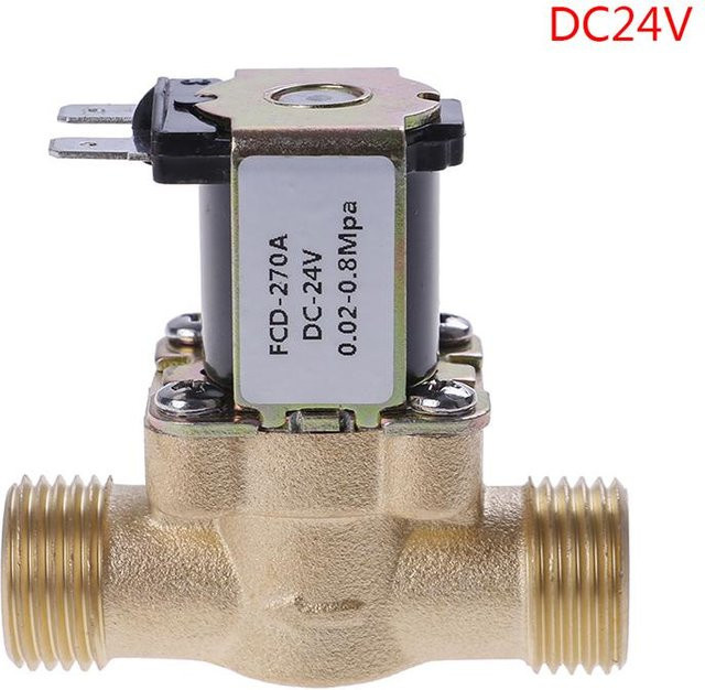 Crownne Elektrisches Magnetventil aus Messing in Gold mit G1/2'' Anschluss für Solarwarmwasserbereiter DC 24V - Bild 1