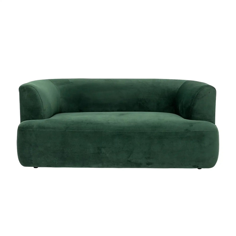 Bloomingville Sofa Morgan in Grün aus Samtstoff mit Armlehnen, Breite: 165 cm, Höhe: 84 cm, Tiefe: 70 cm - Bild 1