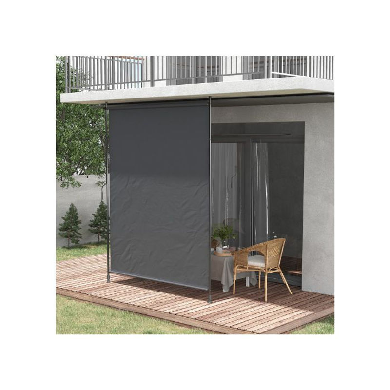 MUVOE Seitenmarkise aus grauem Polyester mit Aluminiumstruktur, B: 200 cm, H: 215–305 cm - Bild 3