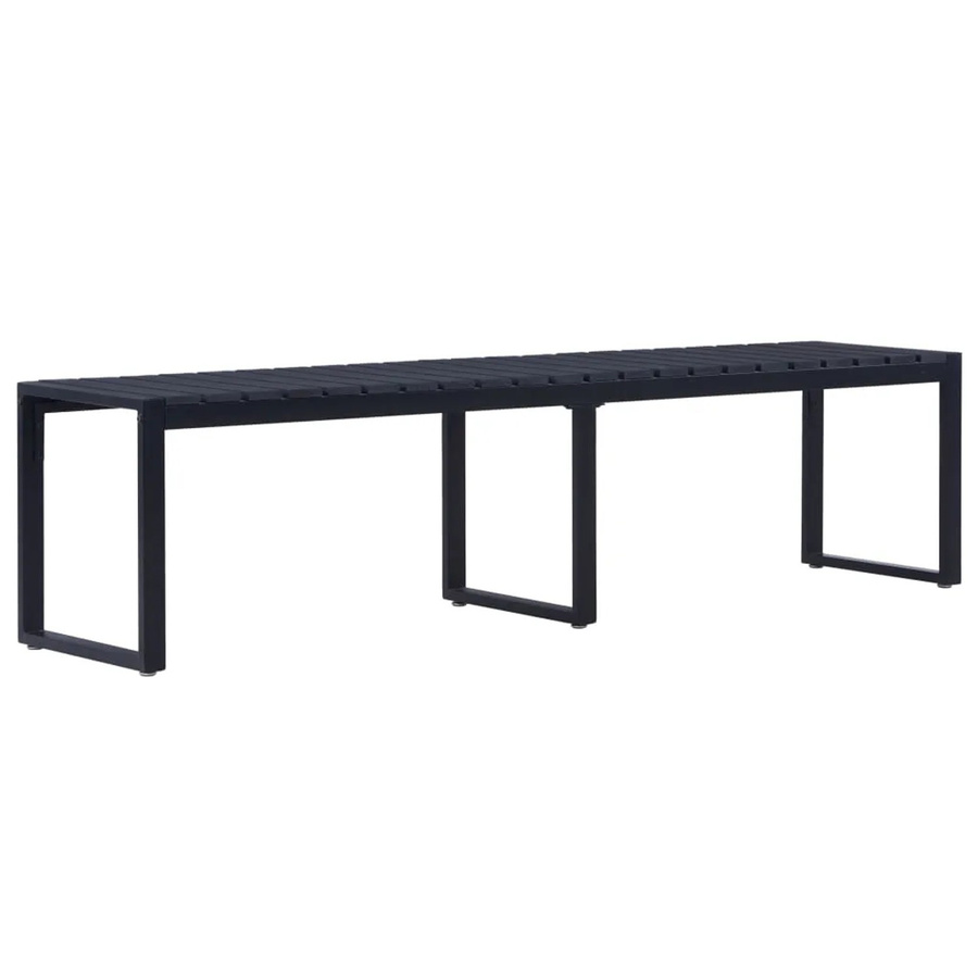 furnicato Gartenbank modern in Schwarz mit PS-Platte und Eisengestell, B/T/H: 180 x 45 x 40 cm - Bild 2