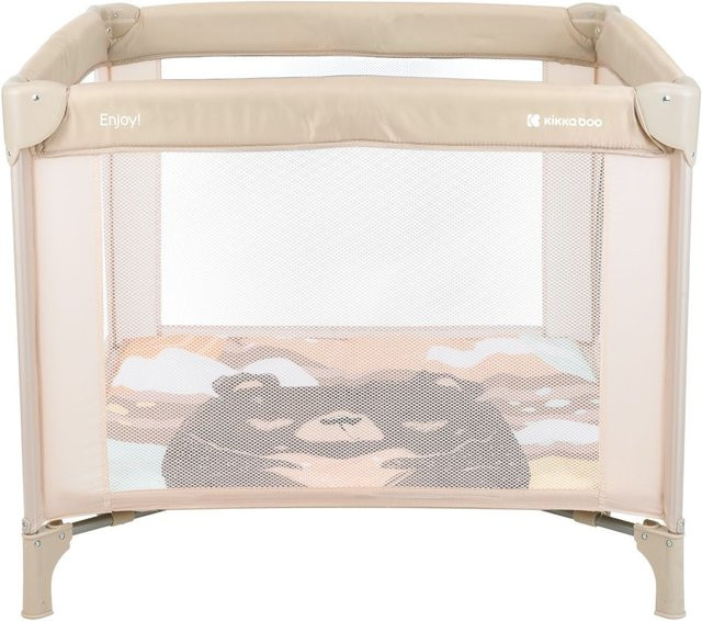 Kikkaboo Laufstall Enjoy Reisebett klappbar mit Matratze und Sichtfenster in Beige/Braun - Bild 1