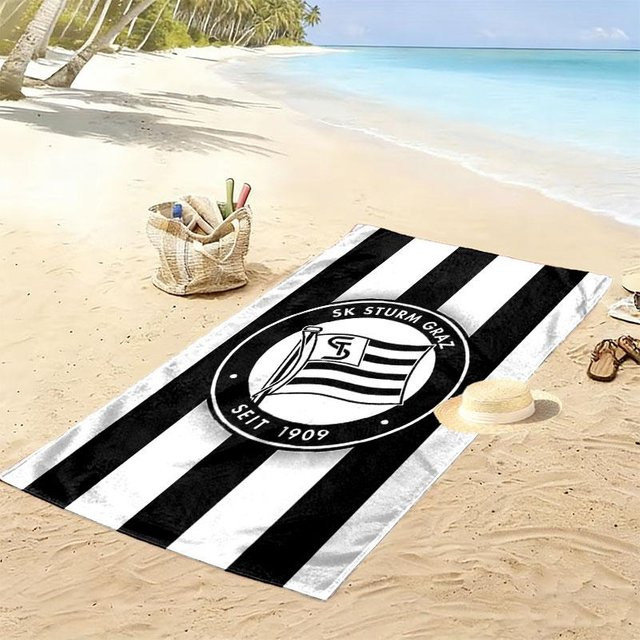 SK Sturm Graz Print Strandtuch von My City Home, weiches und schnelltrocknendes Handtuch für Strand und Camping, B/B: 80 x 160 cm, Multicolour - Bild 1