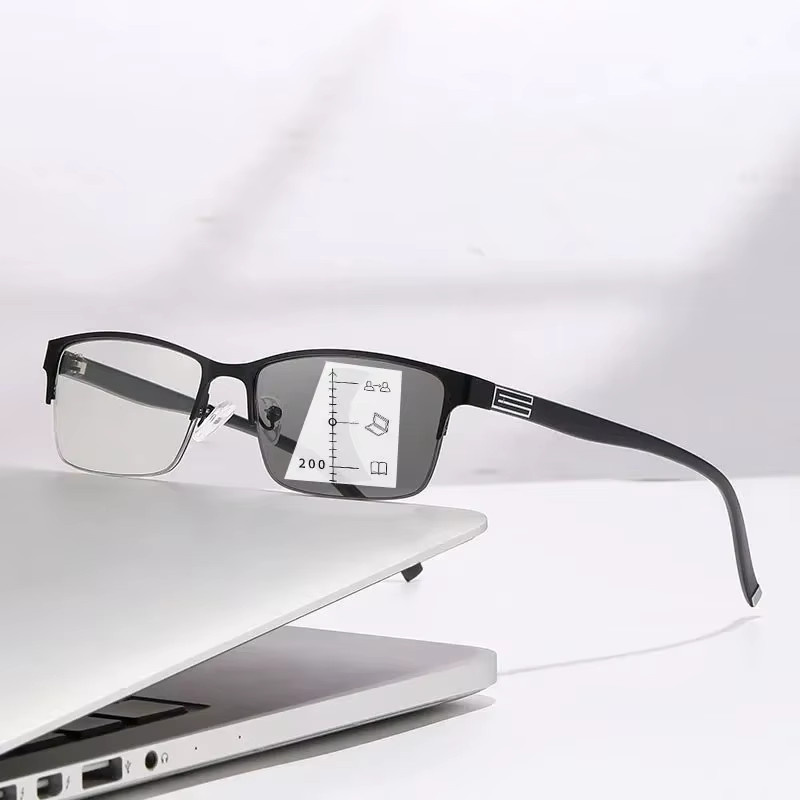 DIXSG Lesebrille, Halbrahmen, rectangular, Unisex, schwarz, photochrome - Bild 1
