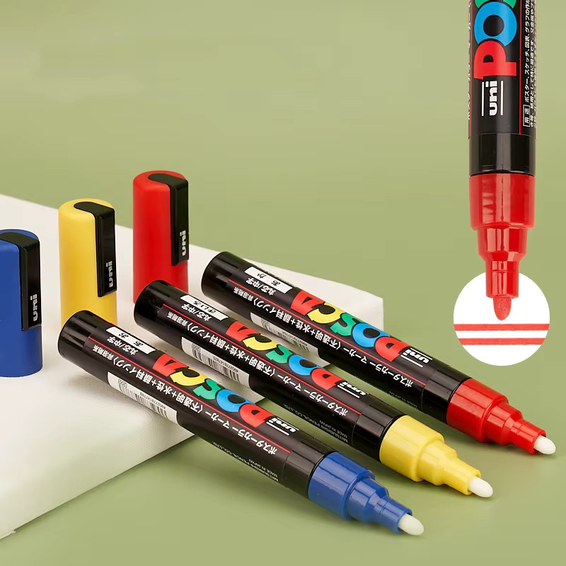 Uni Mitsubishi Posca Acryl-Marker für Multi-Surface Kunst und Schulbedarf, Farbe: Grau - Bild 4