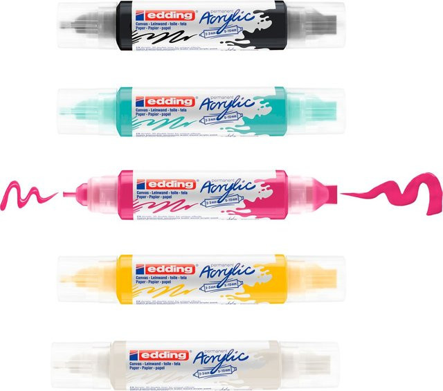 edding 5400 Acryl 3D Basic Double Liner 5er-Set Multicolor Permanent - Bild 1