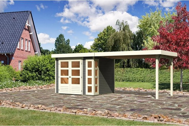 Karibu Holz-Gartenhaus Sölve in Terragrau mit Flachdach und modernem Design B/T/H: 238 x 213 x 211 cm - Bild 1