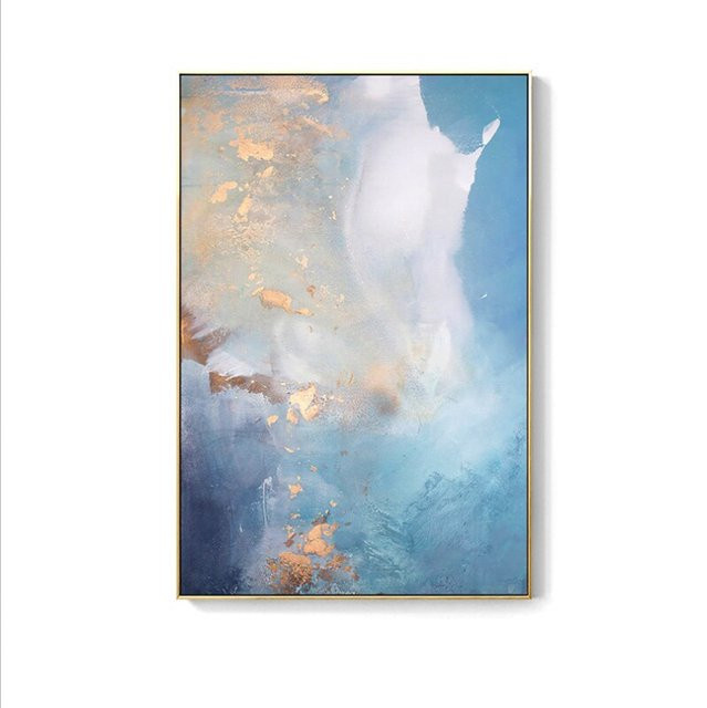 TPFLiving Leinwandbild Nordic Art Abstrakte Motive in Gold, Blau und Weiß, B: 40 cm, H: 50 cm - Bild 1