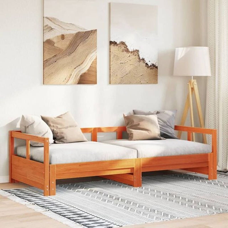 Vidaxl Tagesbett aus Massivholz Kiefer in Braun im Landhaus- und Skandinavischen Stil, B/T/H: 200 x 80 x 164 cm - Bild 1