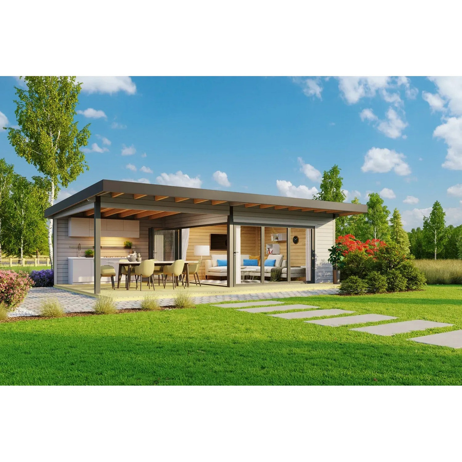 Lasita Holz-Gartenhaus Domeo 10 mit Pultdach in Lichtgrau, B/T/H: 450 x 450 x 258,4 cm - Bild 2