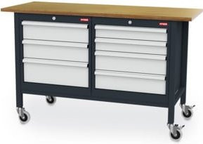 STIER Mobile Kastenwerkbank mit 7 Schubladen, Farbe: Grau, B/T/H: 150 x 60 x 96 cm - Bild 1