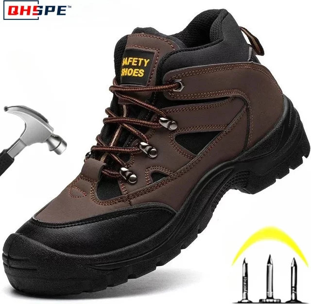 QHSPE Sicherheitsarbeitsstiefel für Herren mit Stahlkappe und pannensicherer Sohle in rutschfestem Design - Bild 1