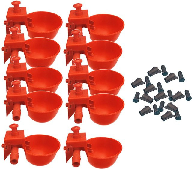 Serenable 10er Pack Automatische Geflügel-Trinkbecher für Hühner aus Kunststoff in Rot - Bild 1