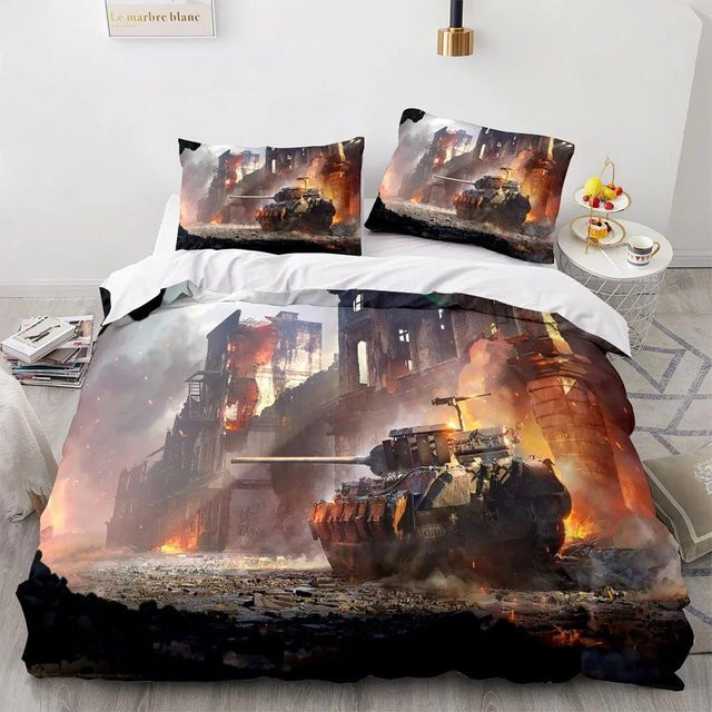 Bettwäsche Set Panzer Kämpfer Design für Jungen und Teenager aus Polyester, B/H: 135 x 200 cm - Bild 1