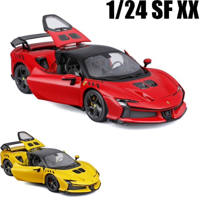 Bburago Ferrari SF90 XX Stradale Diecast Modellauto im Maßstab 1:24, Farbe Rot/Gelb, Metalllegierung - Bild 1