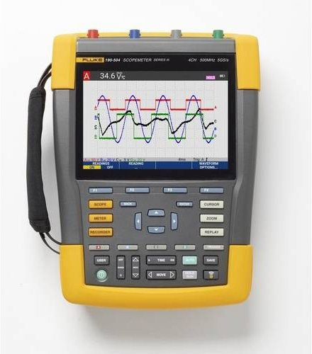 Fluke FLUKE-190-504/FPC EU Hand-Oszilloskop 500MHz 4-Kanal 5 GSa/s 30 kpts 8 Bit in Gelb - Bild 1