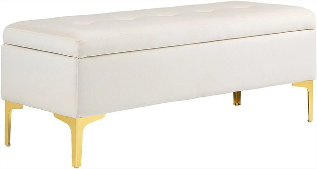 HOMCOM Sitzbank mit Stauraum und Metallbeinen für den Flur, Beige, B/T/H: 120 x 44 x 44,5 cm - Bild 1