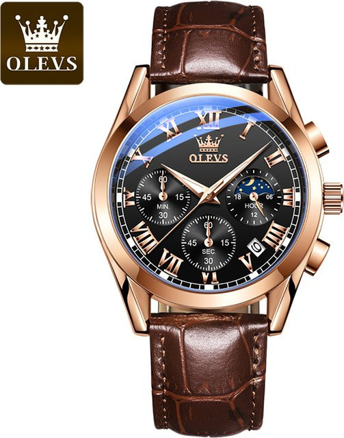 Olevs Armbanduhr Edelstahl, Silber, Analoguhr, Herren - Bild 1