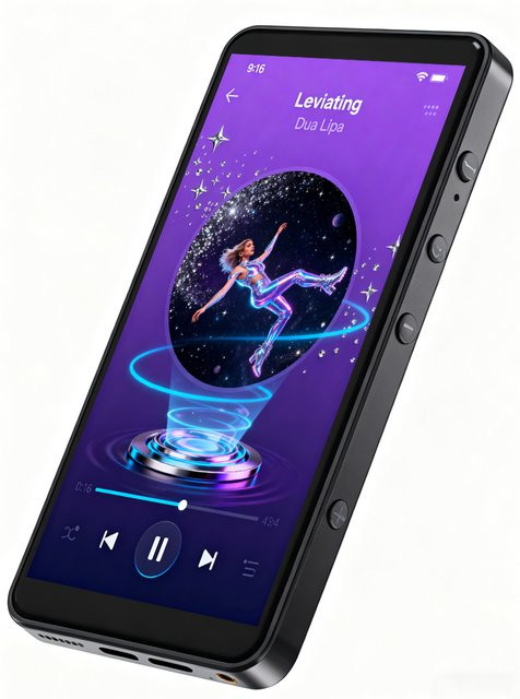 Famue MP3-Player mit Android 15, 5,2-Zoll-Bildschirm, 6GB RAM, 64GB ROM, Octa-Core MT6769, WLAN und Bluetooth 5.0, Schwarz - Bild 1