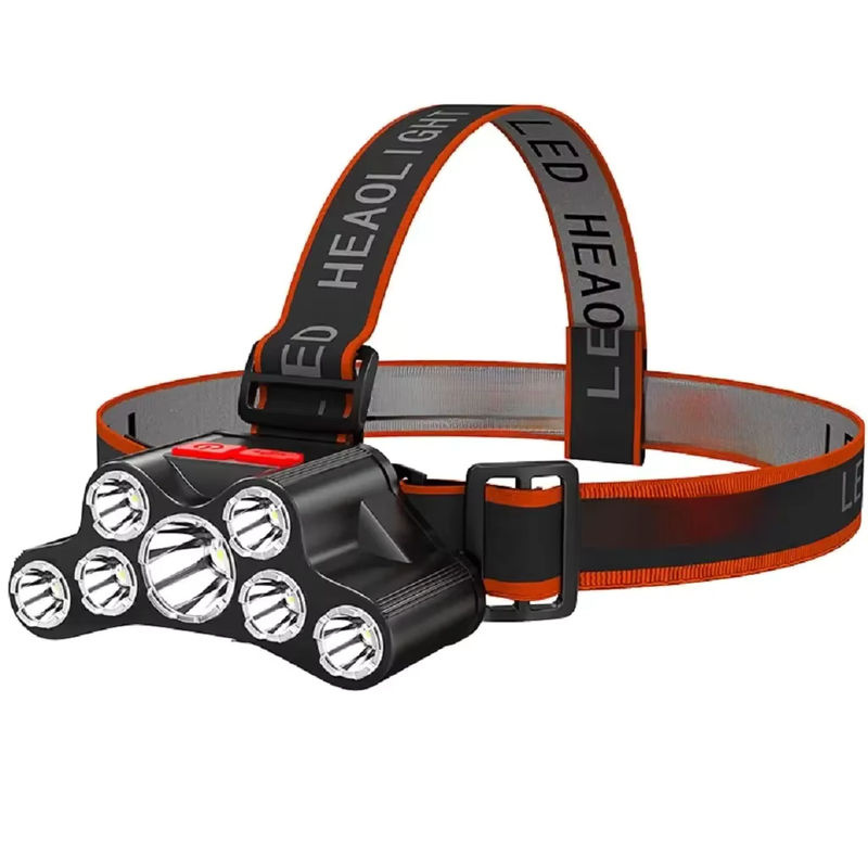 ESMARTER 7LED-Stirnlampe in Schwarz, wiederaufladbar und wasserdicht mit verstellbarem Band für Outdoor-Camping, Laufen, Wandern und Arbeiten - Bild 6