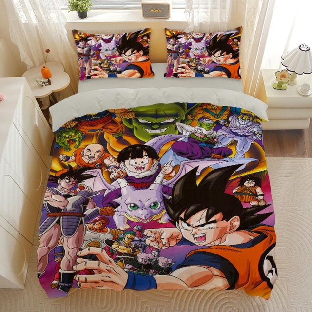 Dragon Ball Bettwäsche-Set Binchi Fitness mit Goku Super Saiyan Motiv, 3D-Druck, Mehrfarbig, B/H: 155 x 220 cm - Bild 1
