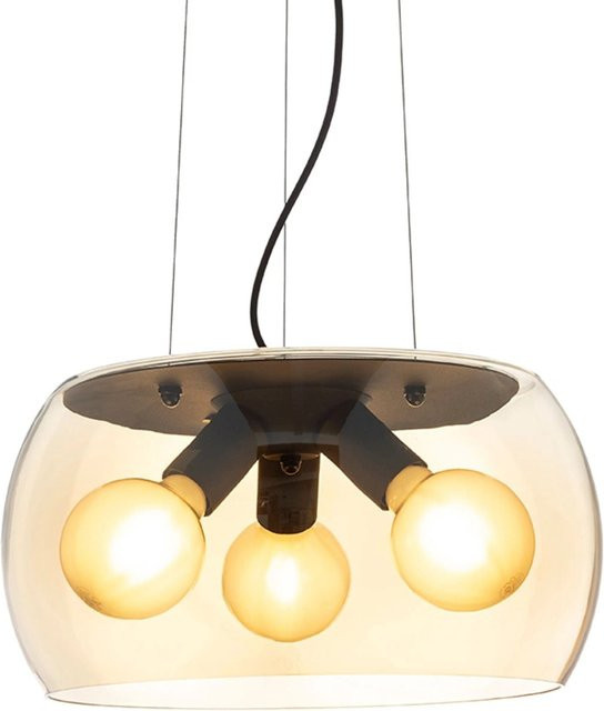Rendl Pendelleuchte Amanda LED in Mattschwarz mit Glas und Edelstahl, 45 W - Bild 1