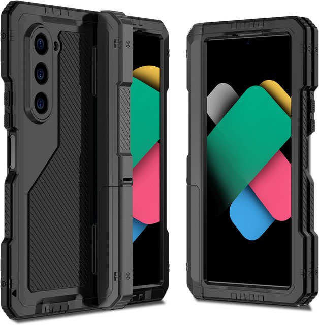 Shellbox All-Inclusive-Handyhülle aus Metall mit faltbarem Anti-Drop-Schutz für Samsung Galaxy Z Fold7 und Z Fold6, Schwarz - Bild 1