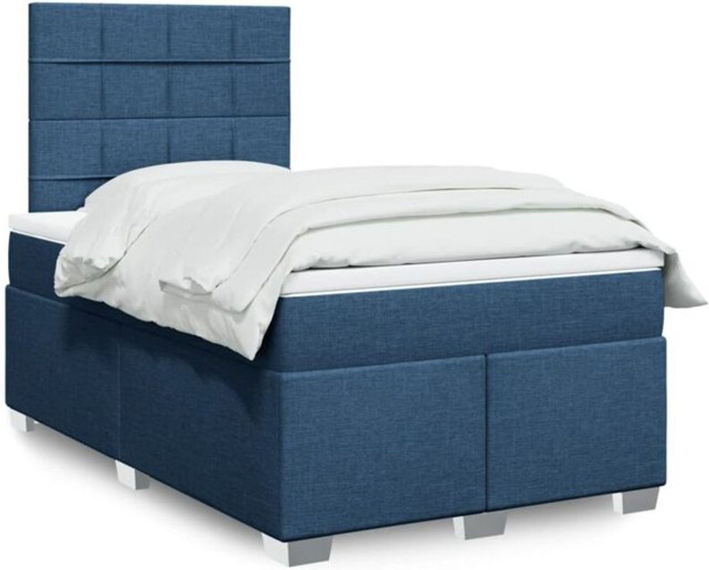 vidaxl Boxspringbett mit Matratze in Blau aus Stoff, B/T/H: 120 x 200 cm - Bild 1