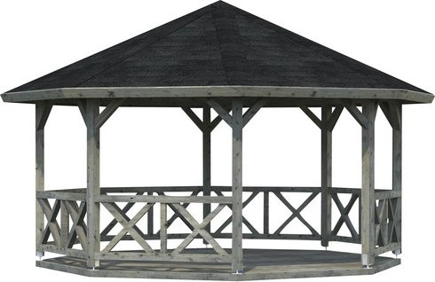 PALMAKO Pavillon Betty mit Walmdach, achteckig, grau, B/T/H: 615 x 467 x 362 cm - Bild 1