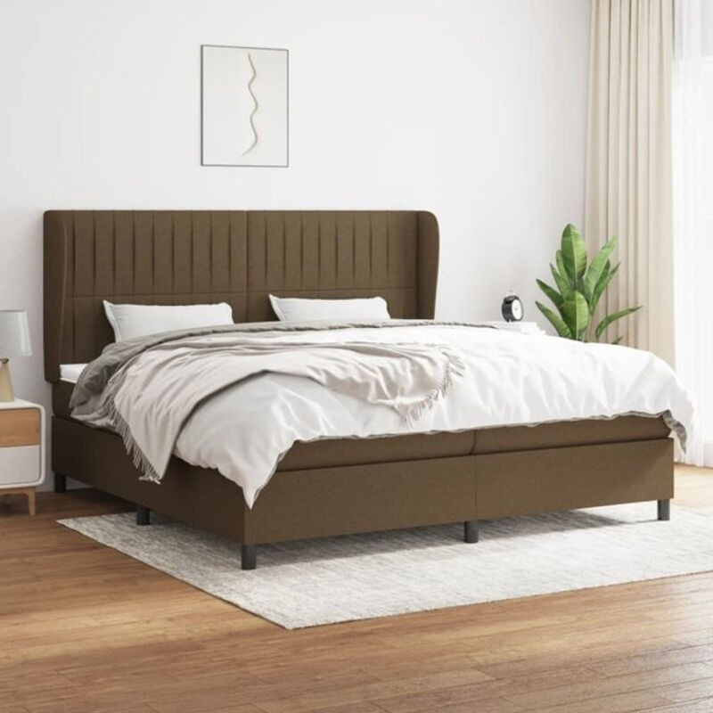 Vidaxl Boxspringbett mit Matratze in Braun und Weiß aus Stoff, B/T: 200 x 200 cm - Bild 1