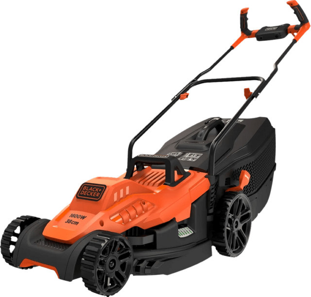 BLACK+DECKER BEMW471BH-QS Laubbläser in Schwarz und Orange mit Auffangsack und Rädern - Bild 1