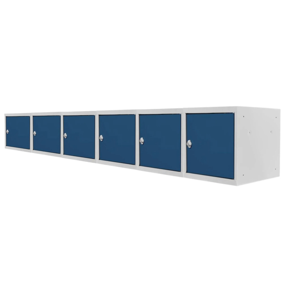 PROREGAL Blocky Schließfachwürfel Set aus 6 Stück mit Drehriegelschloss für Vorhängeschlösser, Lichtgrau/Blau, B/T/H: 40 x 40 x 40 cm - Bild 2