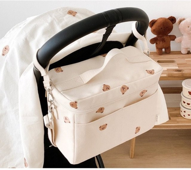 Wasserdichte Baby Wickeltasche mit Isolierung für Flaschen und Windeln in Weiß - Bild 1