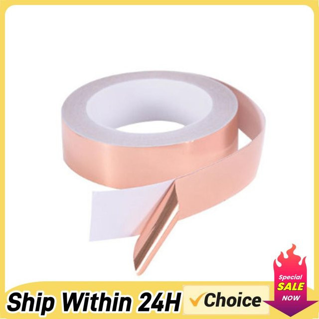 VAKIND Kupferfolienband selbstklebend doppelseitig, gold, Breite: 25 mm, Länge: 5 m, Schneckenbarriereband zur Abschirmung - Bild 1