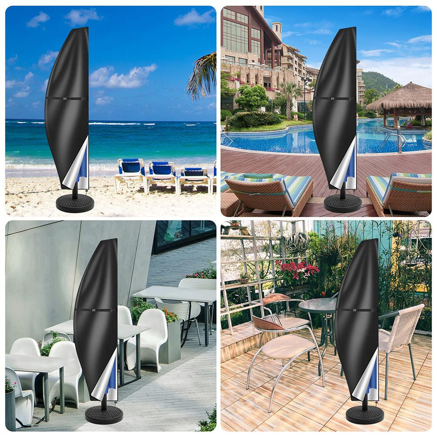 Binchi Lighting Appliances Terrassenschirm-Abdeckung aus Polyester in Grau, wasserdicht und UV-beständig für Offset-Schirme, Durchmesser: 265 cm - Bild 4