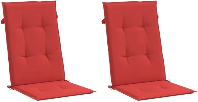 vidaXL Gartenstuhlauflagen für Hochlehner, 2er-Set, Rot, B/T/H: 120 x 50 x 3 cm, wasserabweisend und UV-beständig - Bild 1