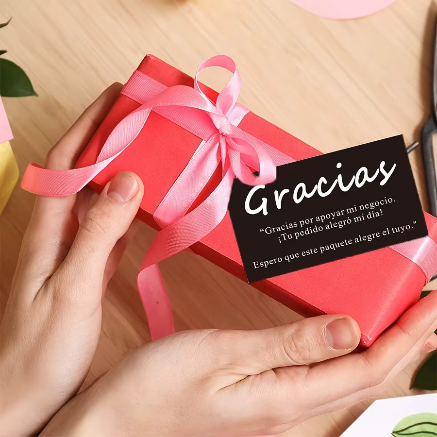 100 Stück Gracias Dankeskarten in Schwarz für dein Kleinunternehmen als professionelle Bestellbeilagen aus Papier - Bild 2