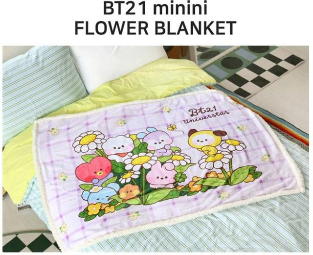 LINE FRIENDS BT21 Flower Blanket Fleecedecke in Multicolour, weich und flauschig - Bild 1