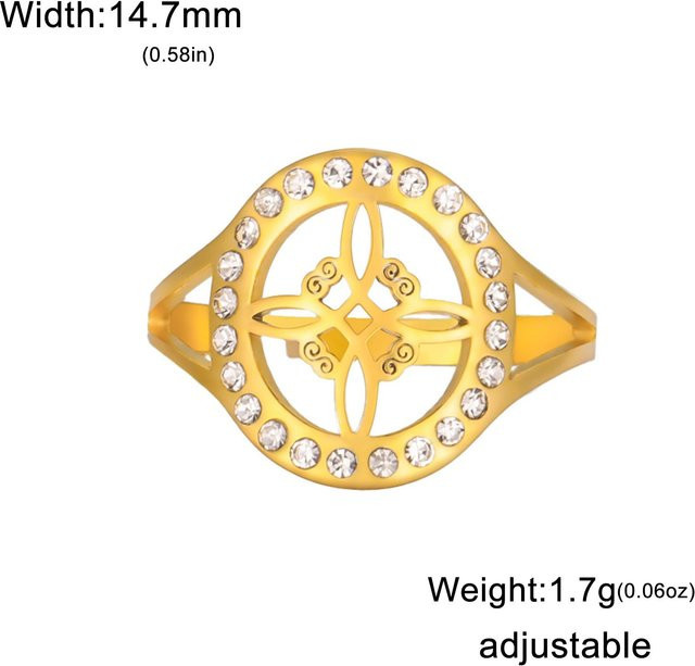 YULIN Ring Edelstahl, Gold, Zirkonia, Vintage, Damen - Bild 1